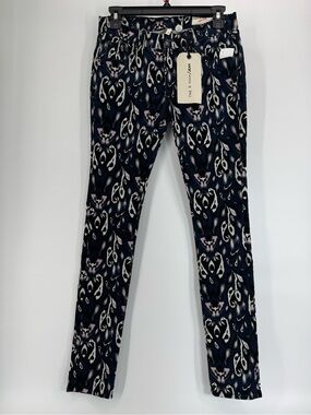 rag & bone Navy Patterned Skinny Jeans with Ivory and Light Pink Accents